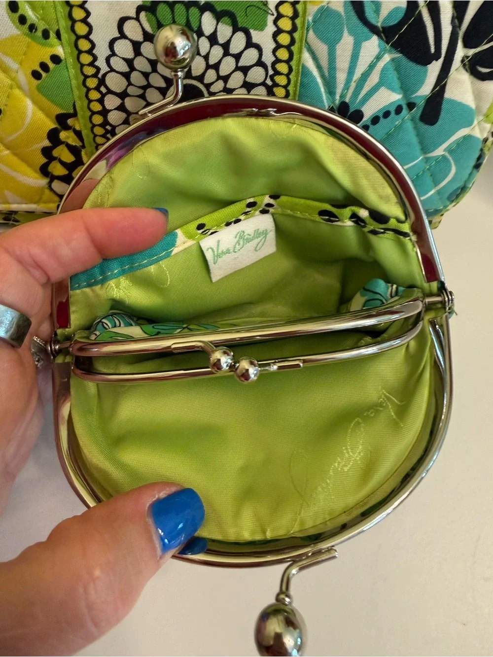 Vera Bradley Green Multi Quilted Wallet & Coin Purse Set
